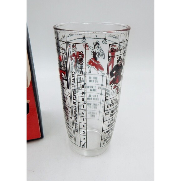 Hazel Atlas Cocktail Recipe Illustrate Glass Shaker Bar Set Strainer Spoon Book - Picture 4 of 10